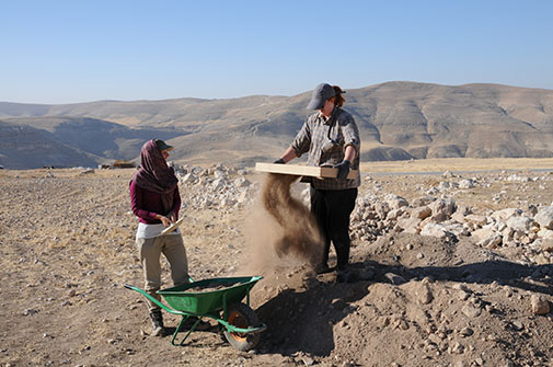 Earth from the excavation is sieved to recover small artefacts